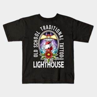 old school traditional tattoo light house Kids T-Shirt